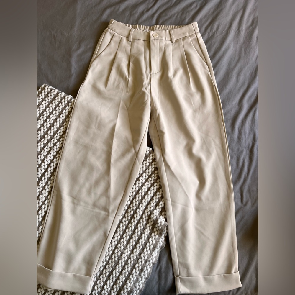 High waisted cream dress pants